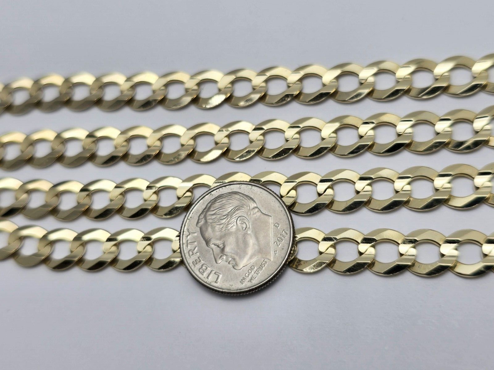 Unique 10K Karat Solid Yellow Gold Flat Curb Link Chain Necklace – 22.50″ Length