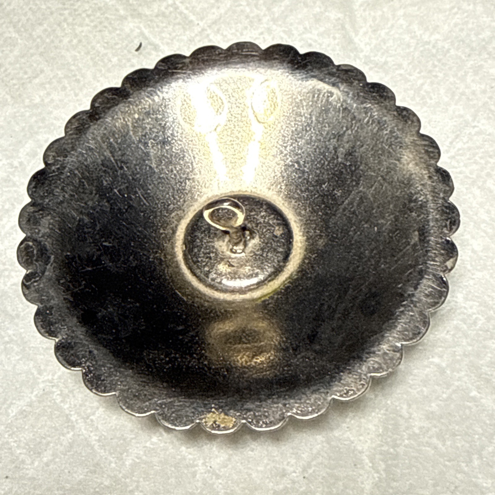 Vtg Bell Trading Company Turquoise Nickle Silver Southwest Concho Button Pin