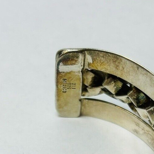 ATI Sterling 925 Silver Braided Inset Cuff Bracelet 6.5 in
