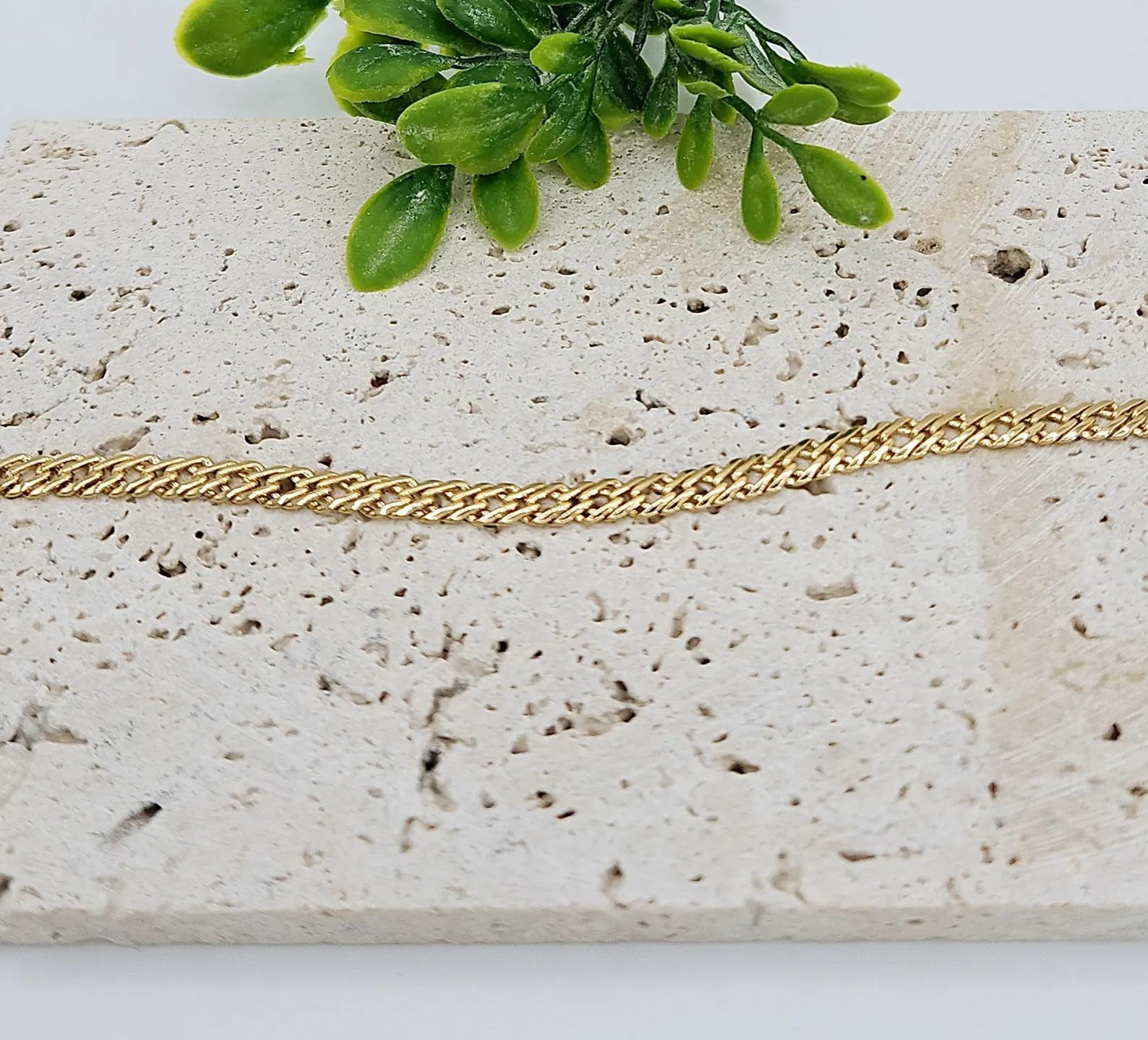 Gold 5mm Double Link Bracelet or Anklet, 14k Heavy PLated