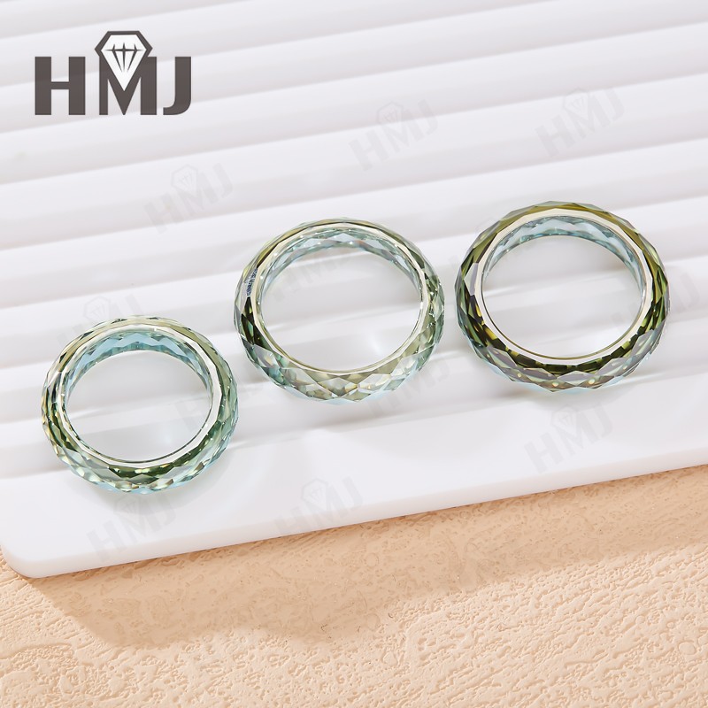 Moissanite Ring VVS1 Champagne Green Round Ring With GRA Jewelry Wedding Charms
