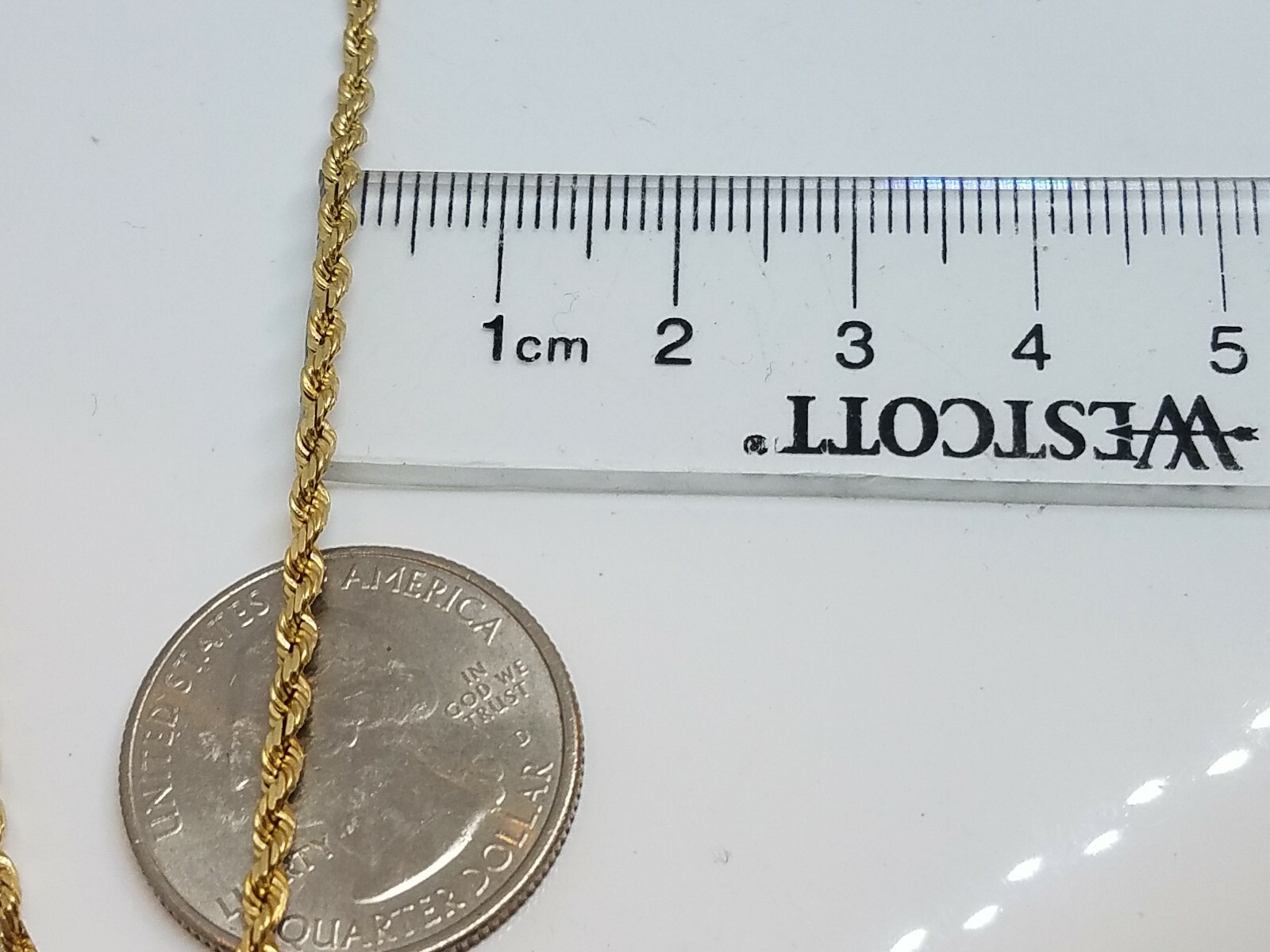 GOLD Rope chain 14k SOLID real yellow 10.4g 2.5mm 22″ (ask 16 18 20 24 )