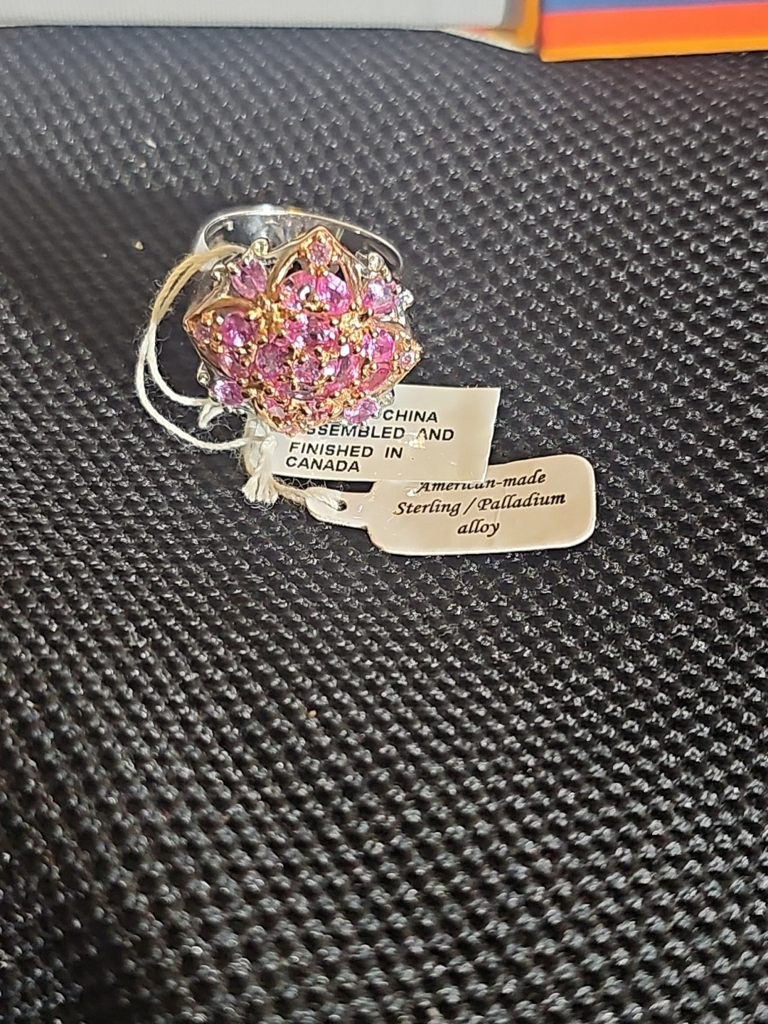 Gems En Vogue 5.12 Ctw Palladium Silver Multi Stone Pink Sapphire Ring Size 8
