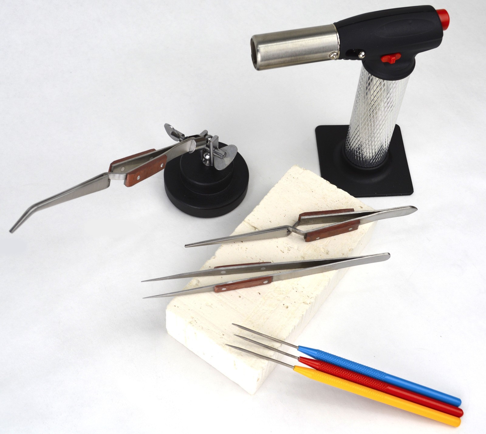 JEWELRY SOLDERING TOOL KIT MAGNESIA BLOCK FIBER TWEEZERS JEWELERS TORCH PICKS