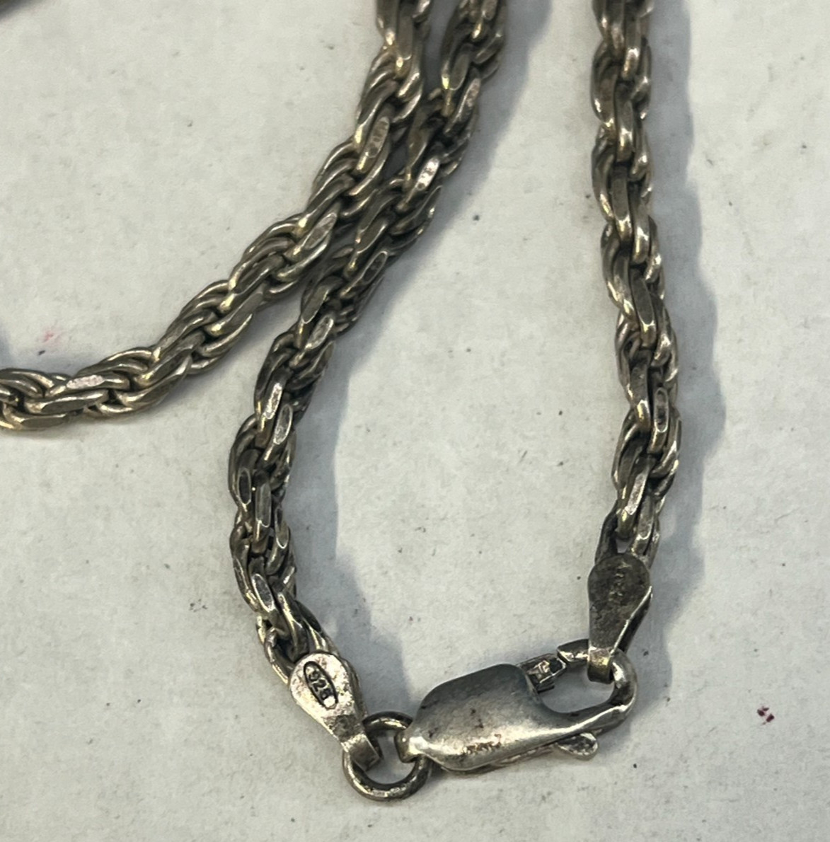 VTG Sterling Silver 925 3mm Rope Chain Necklace Italy 20″ Length 17.4 grams