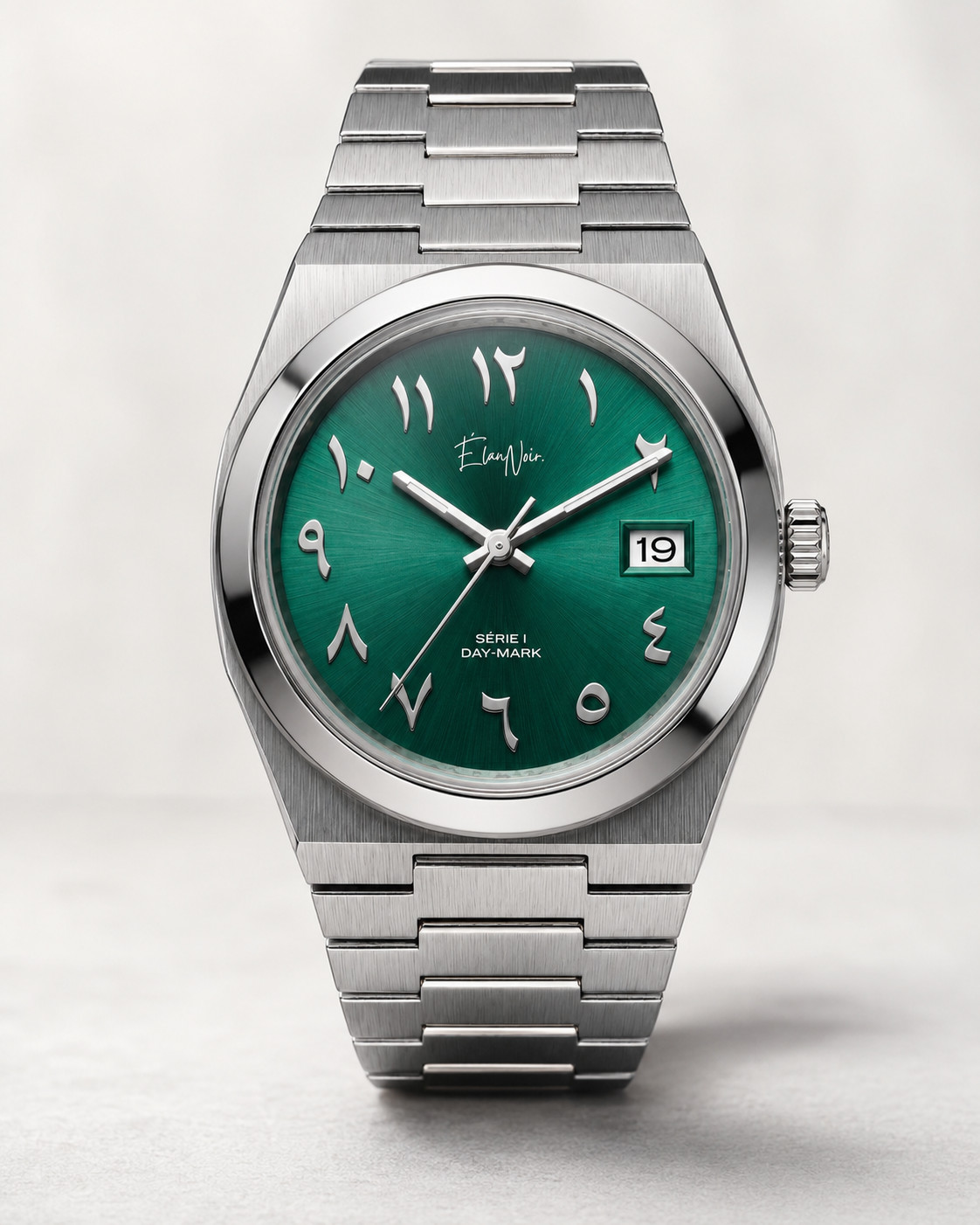 Élan Noir Série I Silver/Emerald 36mm AutomaticNH35 Sapphire Crystal Steel Watch