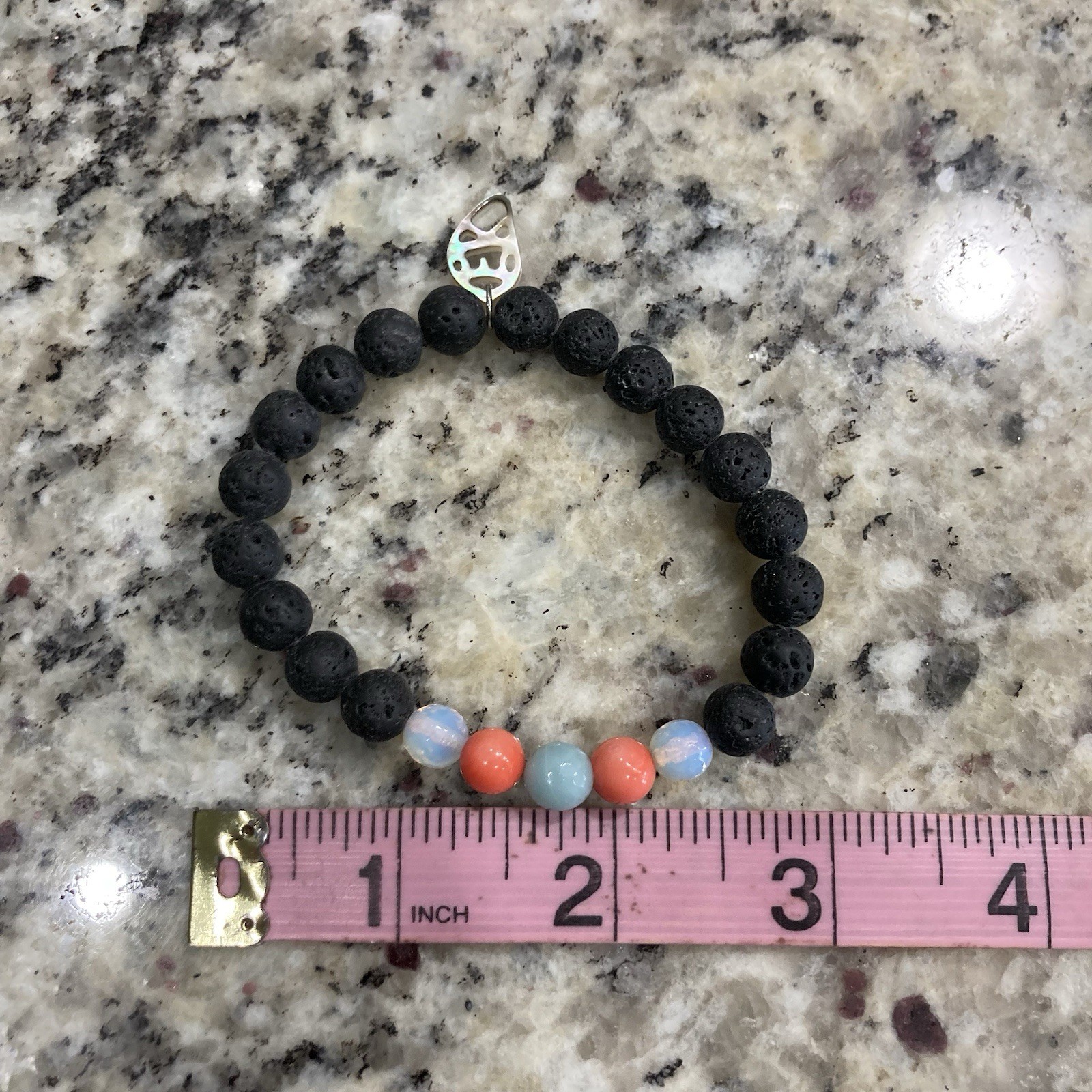 Emily Kai Lava Liv Nwot Orange Black Iridescent Beaded Stretch Bracelet