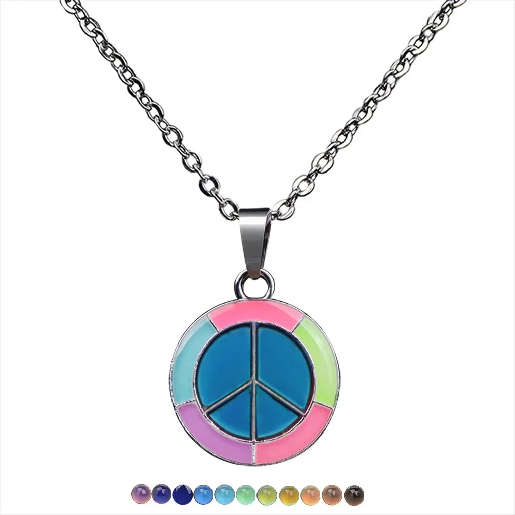 Mood Necklaces Peach Heart Love Pendant Necklace Temperature Control Color…