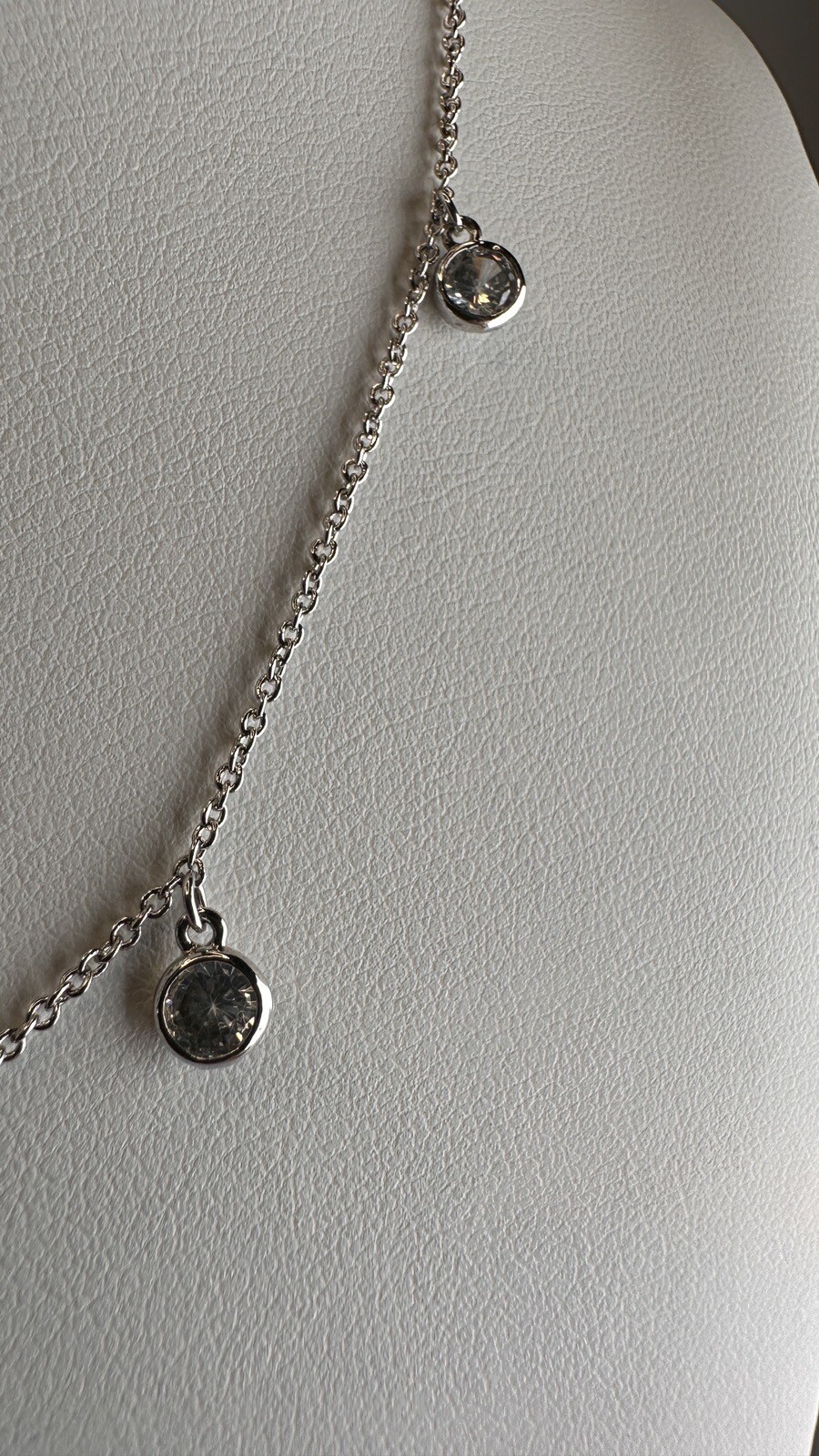 Sterling Station Necklace CZ Silver Tested Cubic Zirconia GM Golden Moon 17”