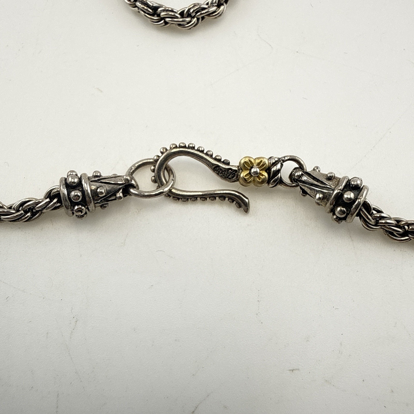 Barbara Bixby Necklace Rope Chain 18K Gold 925 Sterling Silver Twisted 16″ Hook