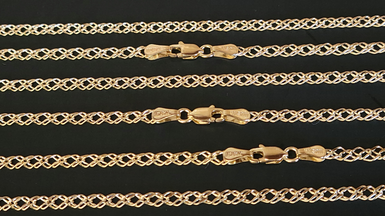 14 k Solid Yellow Gold 2.7 mm Rombo Chain Necklace 16″,18″,20″,22″,24″.