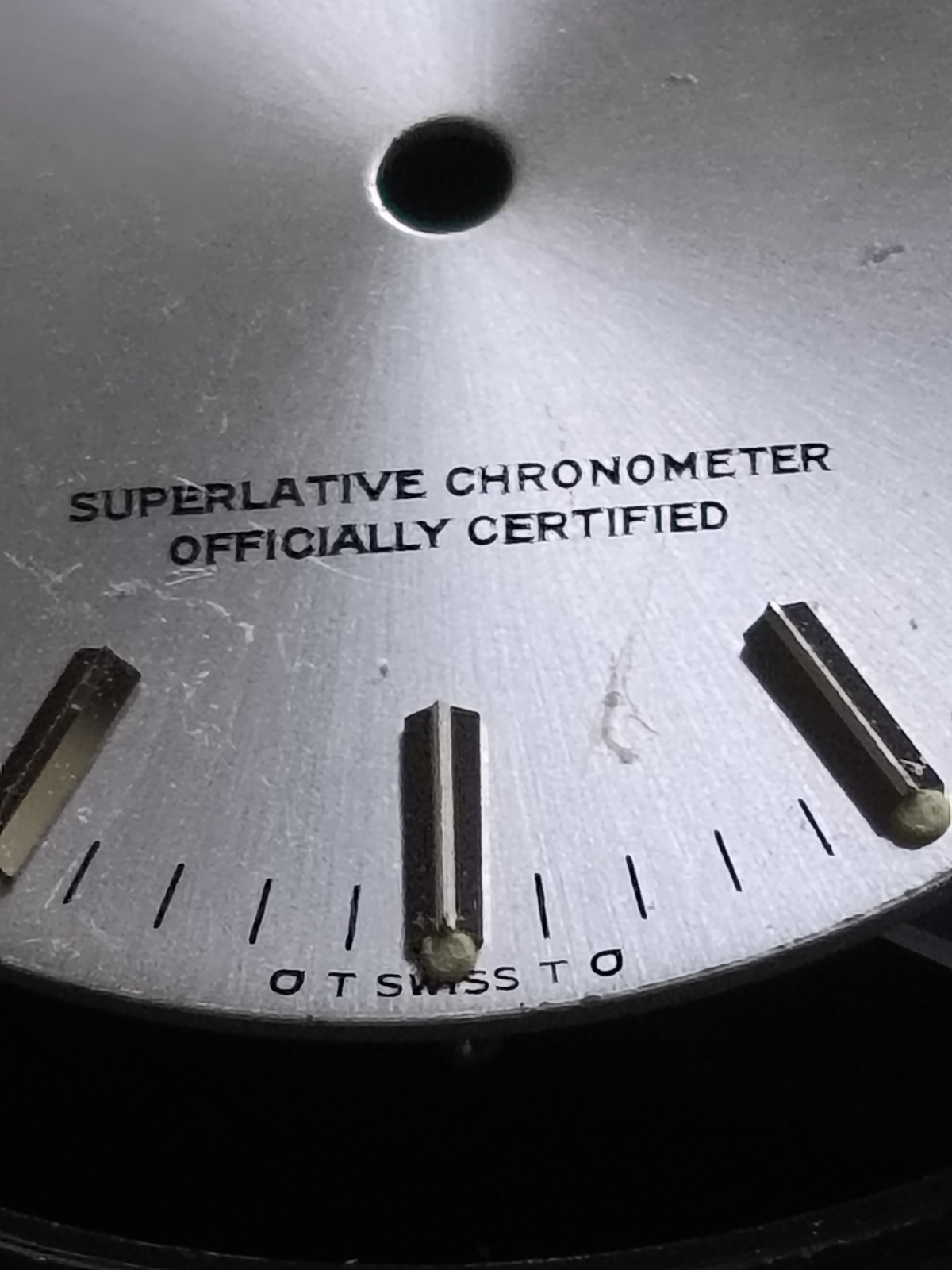 Rolex Oyster Perpetual Date Silver Metal Dial with Non-Numeric Hour Marks pn S2