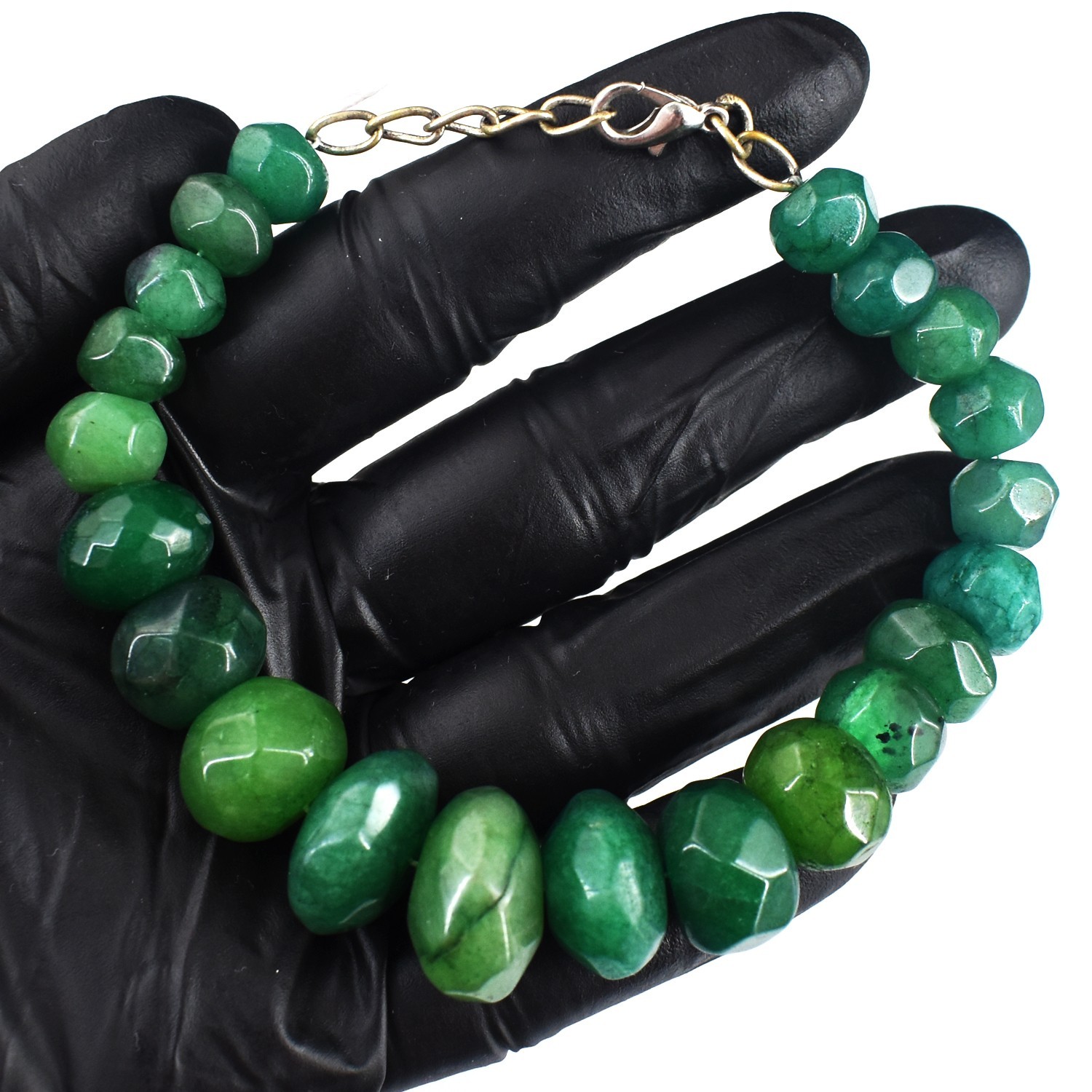 218.00 Cts Beautiful Faceted Green Emerald Beaded Wonderful Bracelet RK 37 E771
