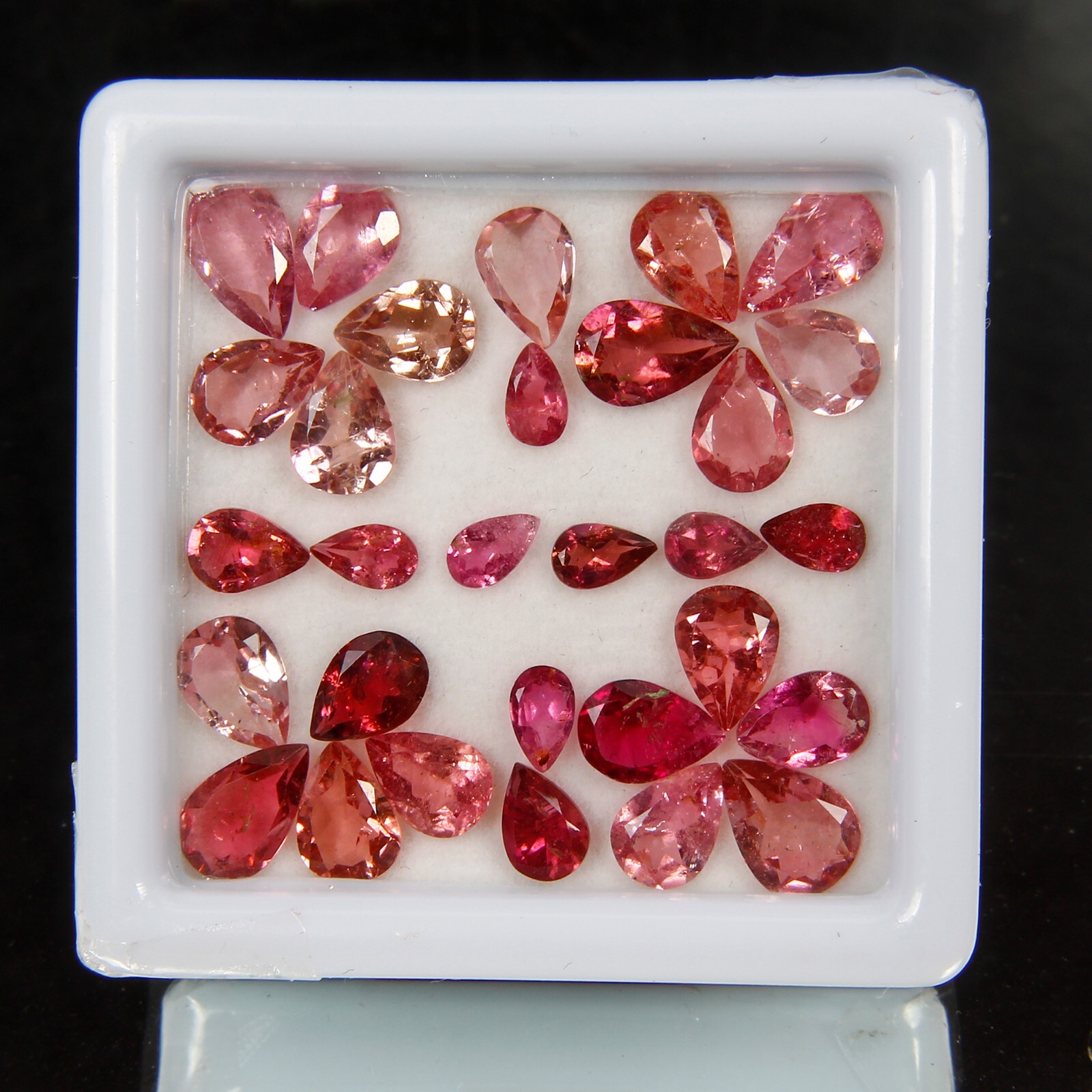 Certified 13.90 Cts/30 Pcs Natural Pink Rubellite Tourmaline Pear Cut 5-7mm Gems