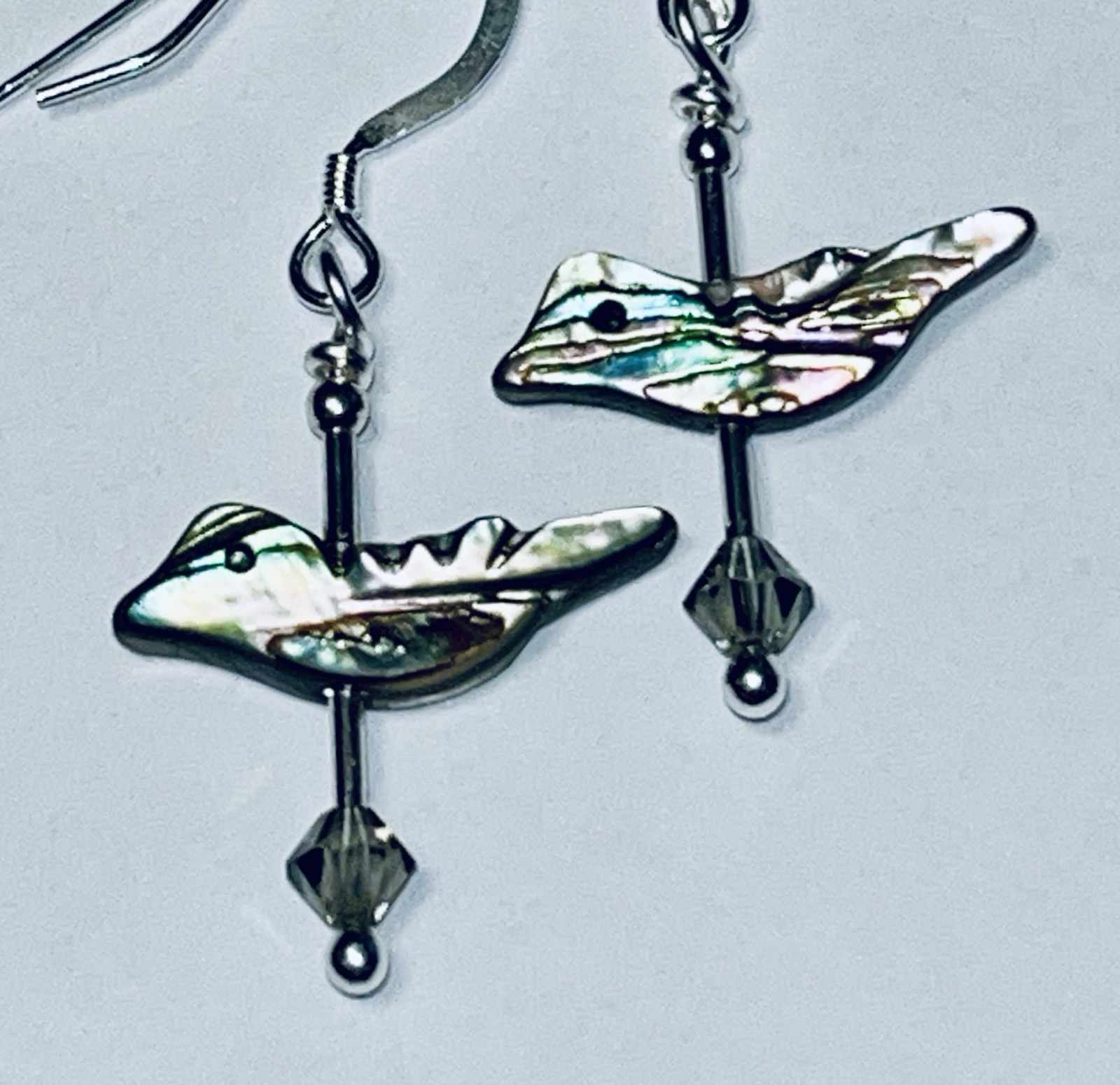 Sterling Silver Swarovski Crystal & Abalone Shell Earrings – Windsong OOAK