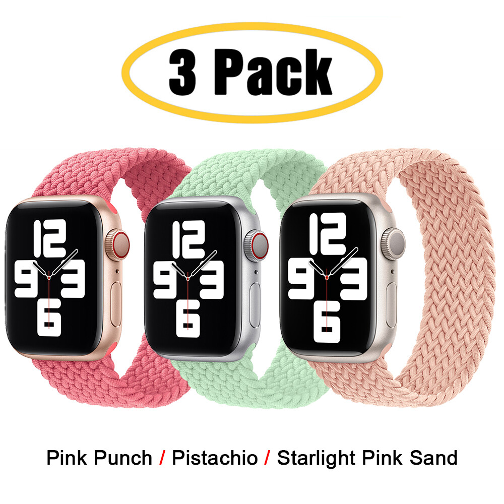 For Apple Watch 11 10 9 8 7 6 5 4 44/45/49mm 3 PACK Braided Solo Loop Band Strap