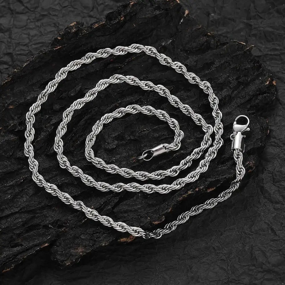 8/10mm Stainless Steel Women Men Rope Chains Necklaces 16”-47” Anti-tarnish