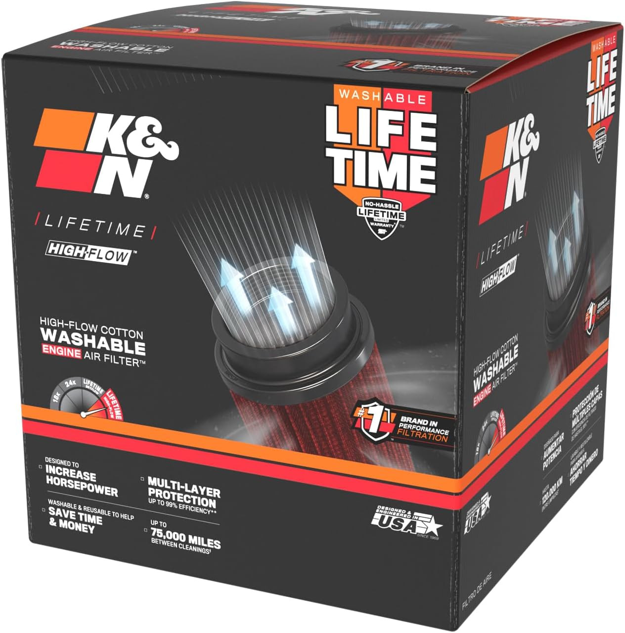 High-Flow Original Lifetime Universal Clamp-On Air Filter: High Performance, Pre