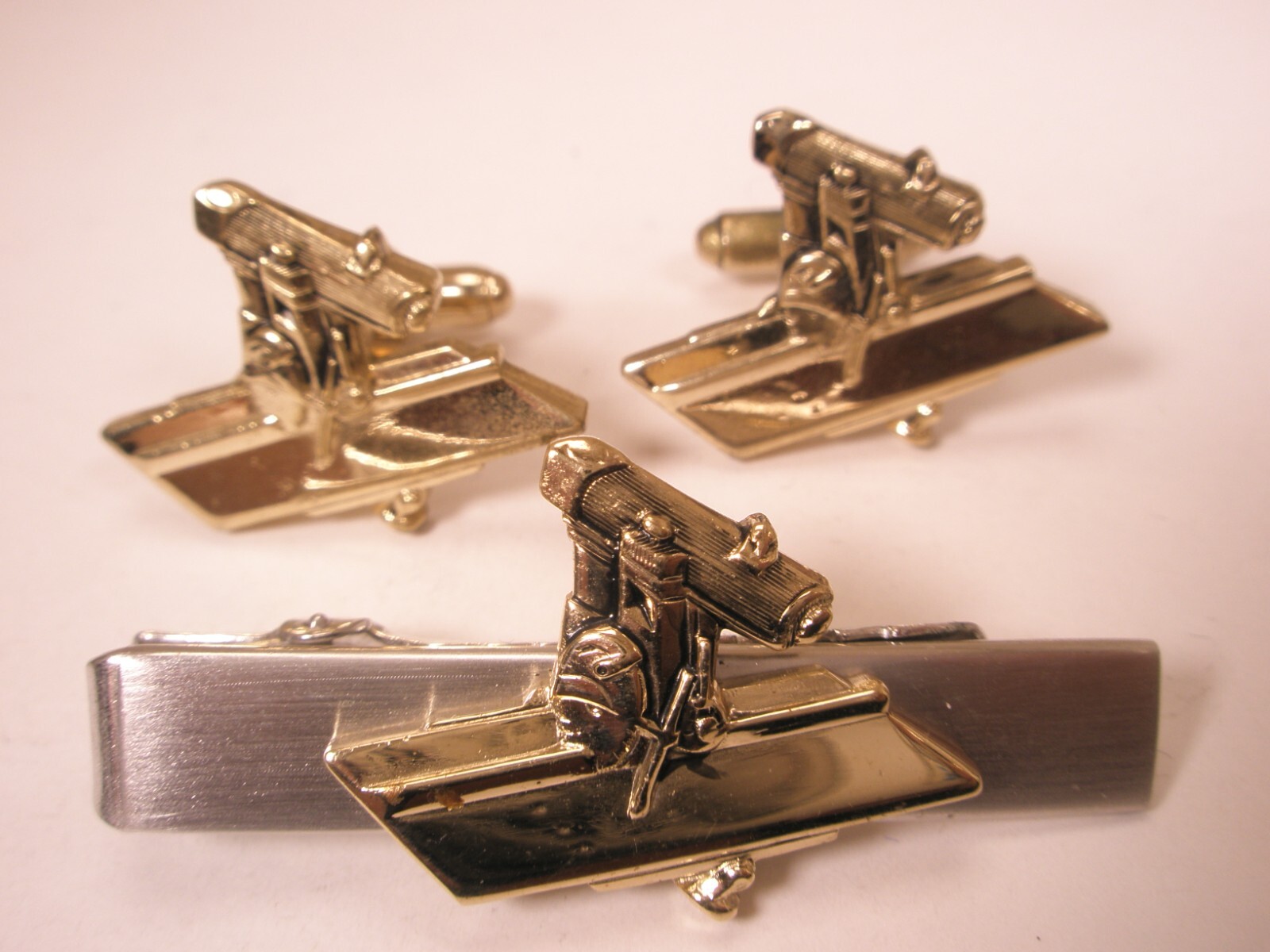 Tools Radial Arm Saw Vintage Cuff Links & Tie Bar Clip wood cabinet carpenter