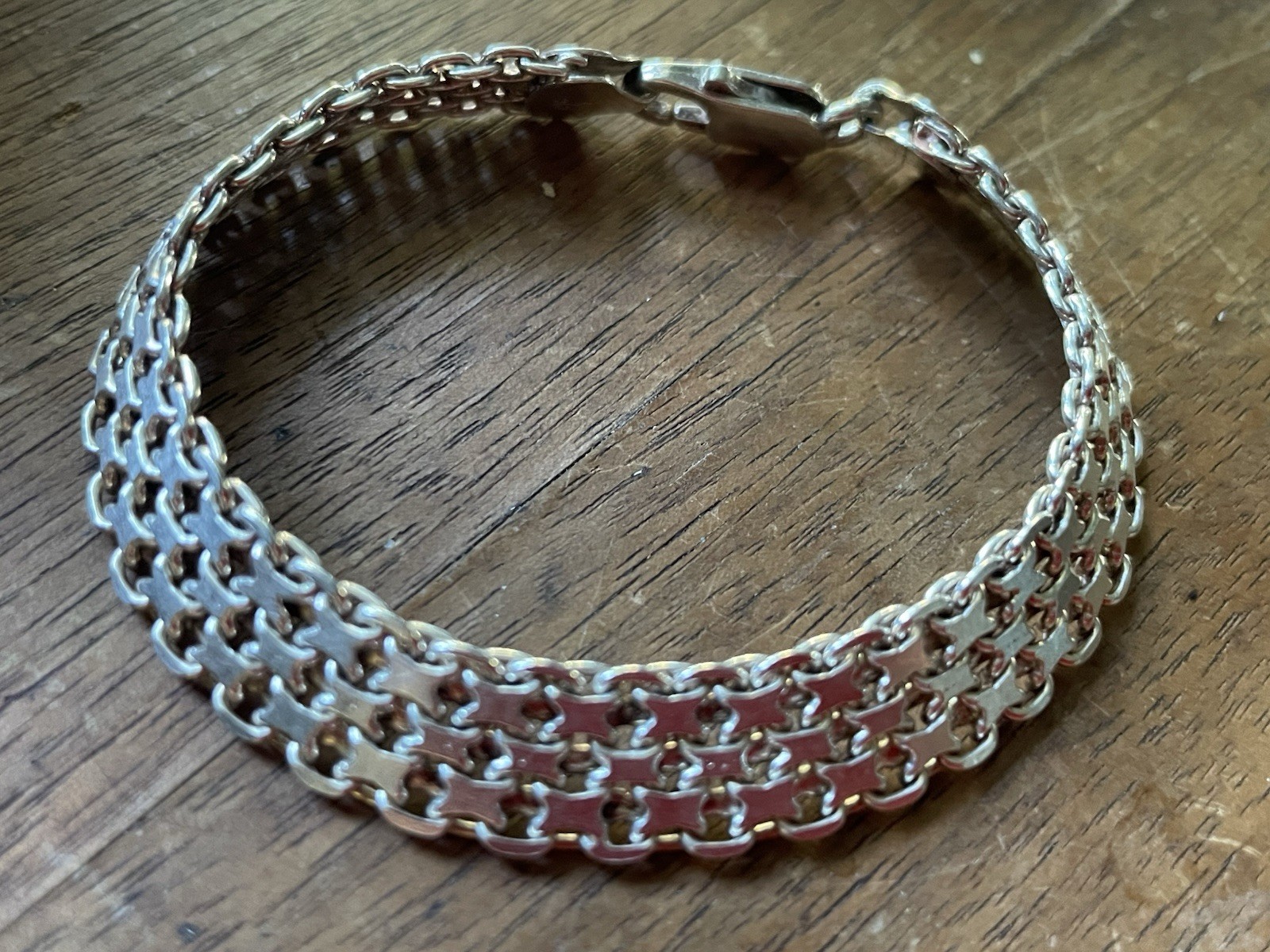 Milor Italy Sterling Silver 925 Bismark Link Chain Bracelet 7.25″ 16 grams