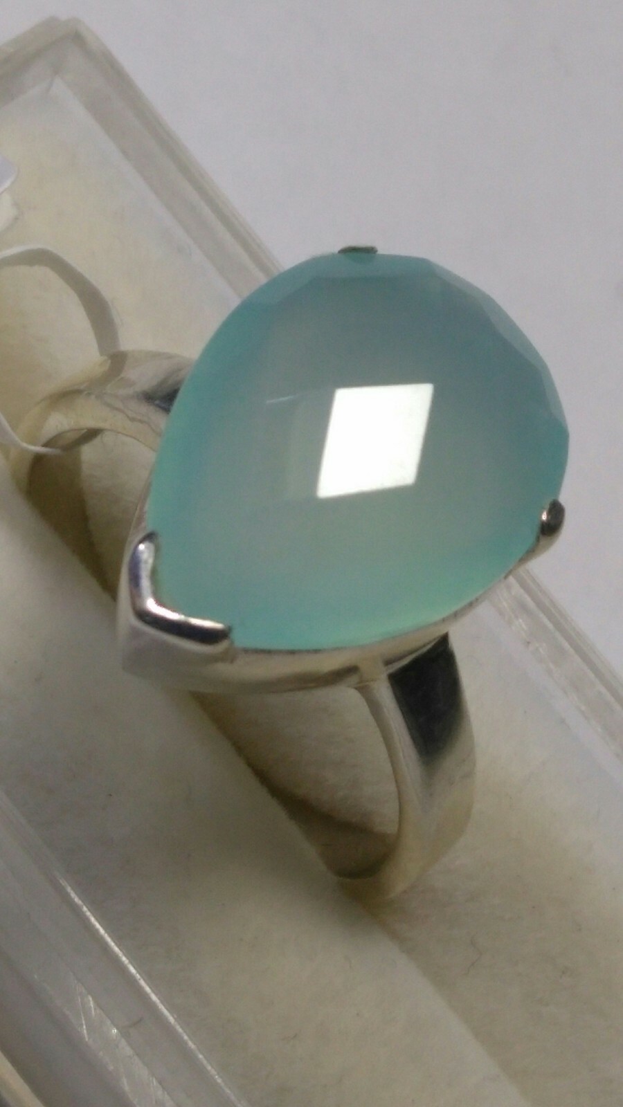 DREAMY SEA BLUE CHALCEDONY IN STERLING SILVER 925 RINGS SIZE 9.0-9.25,10.0-10.25