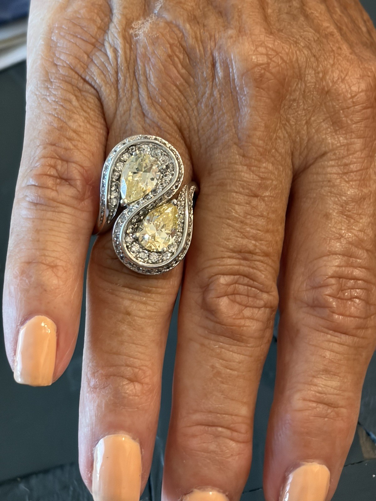 Joseph Esposito Vintage Citrine Gemstone Ring, Stamped Sterling ESPO Sz 6