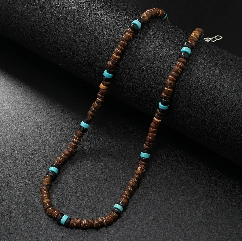1pcs Necklace For Men New Vintage Coconut Shell Turquoise Surf Necklace – NEW