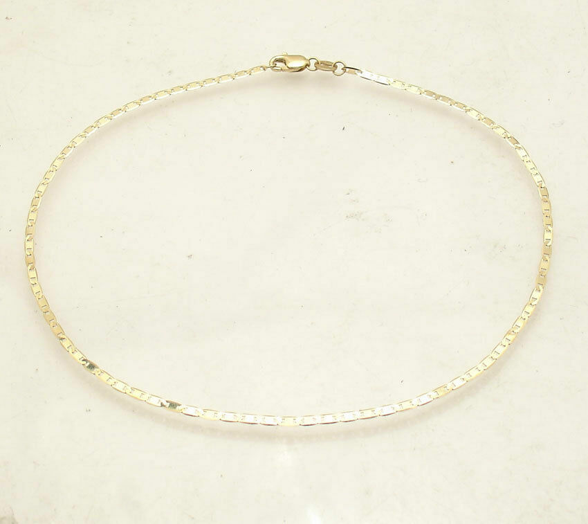 Mariner Link Chain Ankle Bracelet Anklet Real Solid 10K Yellow Gold