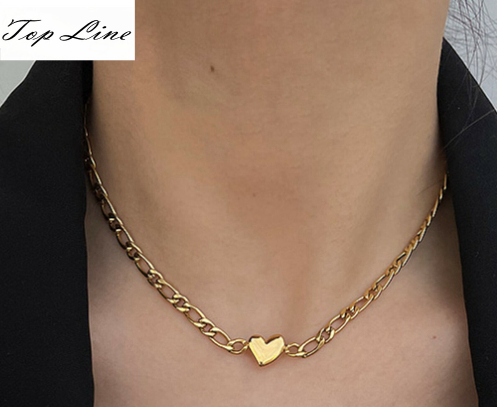 Women Heart Mariner Chain Titanium Stainless Steel Pendant Choker Necklace 14-16