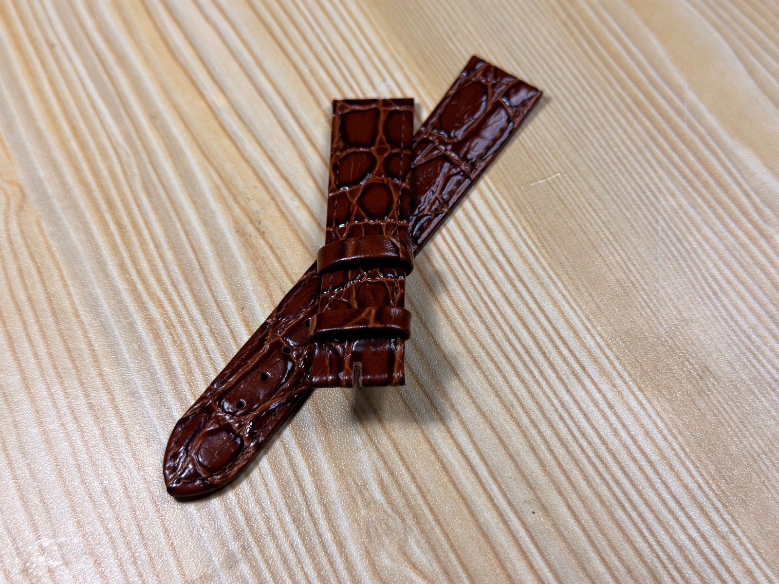 18mm Bon Gor genuine leather crocodile Watch Strap/band without Buckle