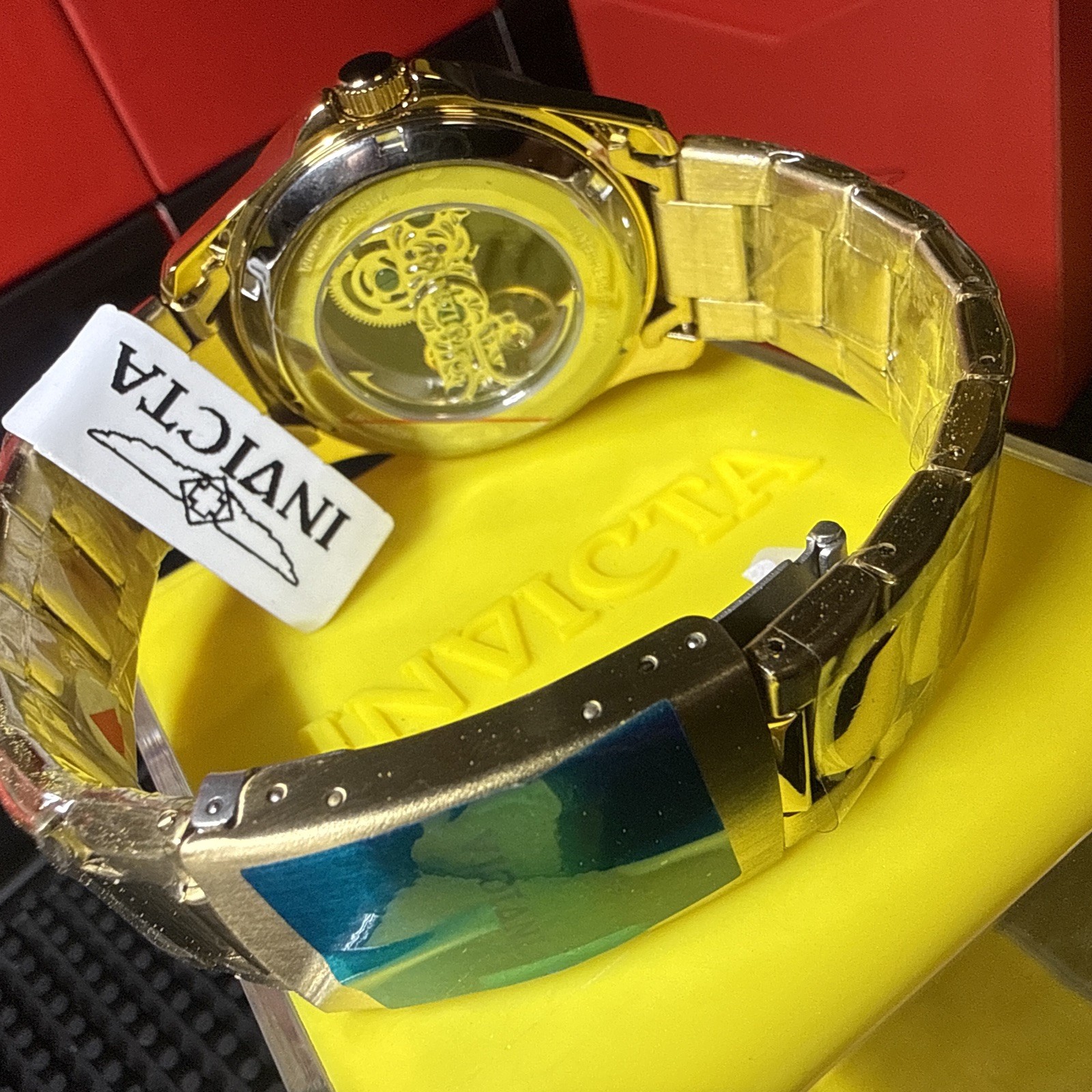 Invicta Objet D Art IdyIl Automatic Men’s Watch 69114 Skeleton Dial 43mm, Gold
