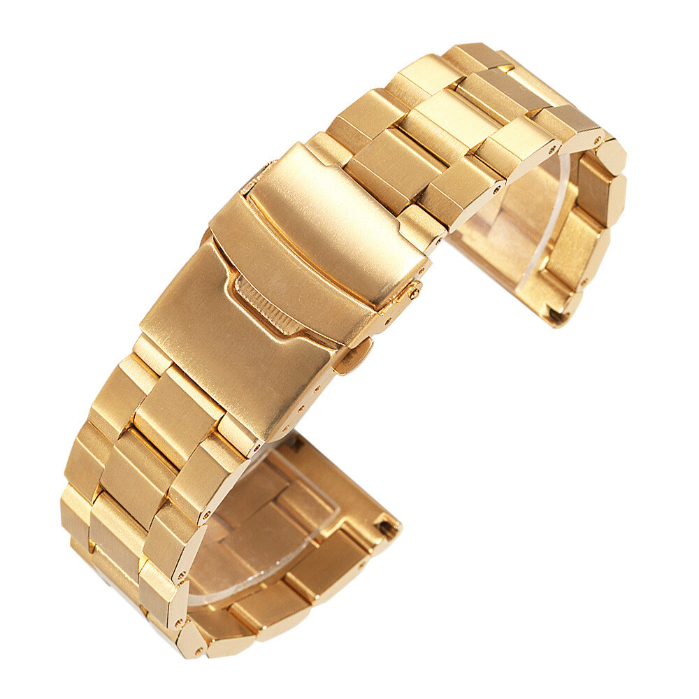 Solid Stainless Steel Watch Band Straps Mens Rugged Metal Bracelet 18/20/22/24mm