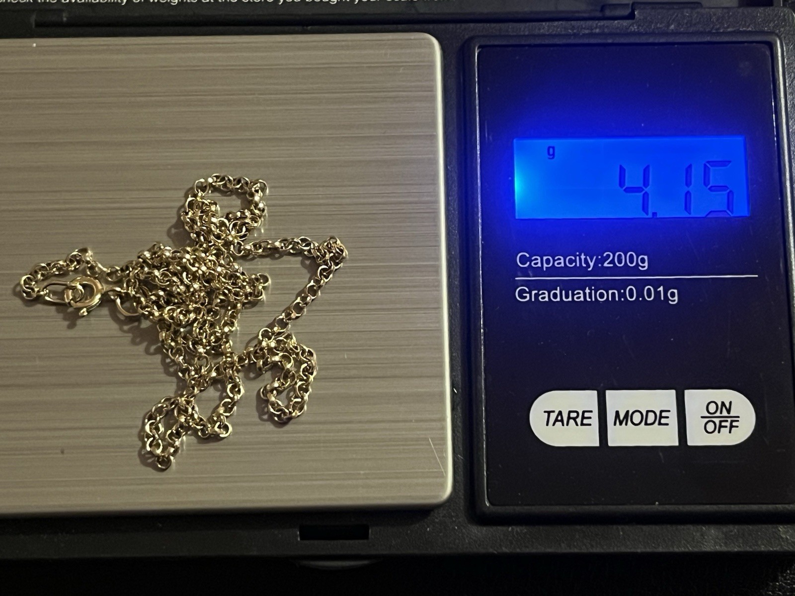 9 k YELLOW GOLD Belcher Chain 45.5 cm