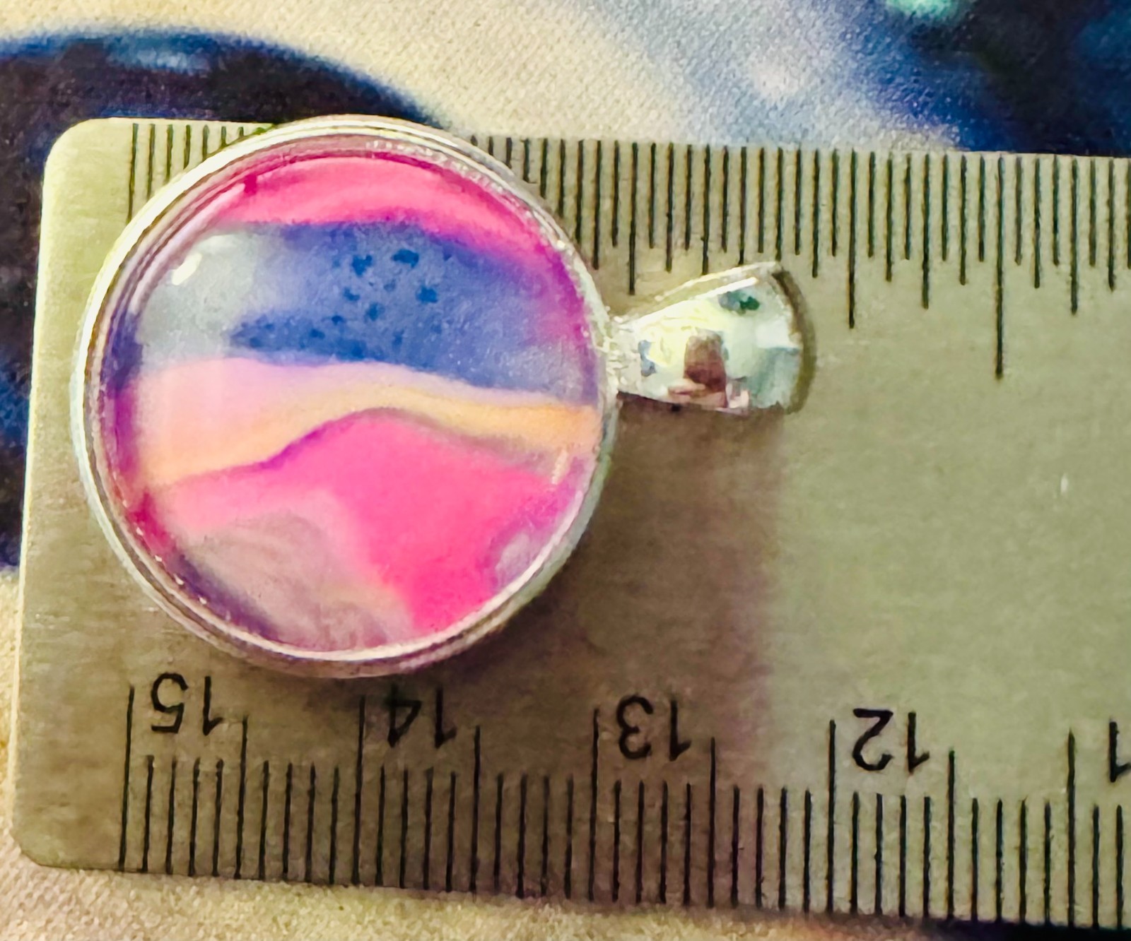 Round Double Sided Cabochon Necklace One of a kind Hand-Painted By Ozark Artist