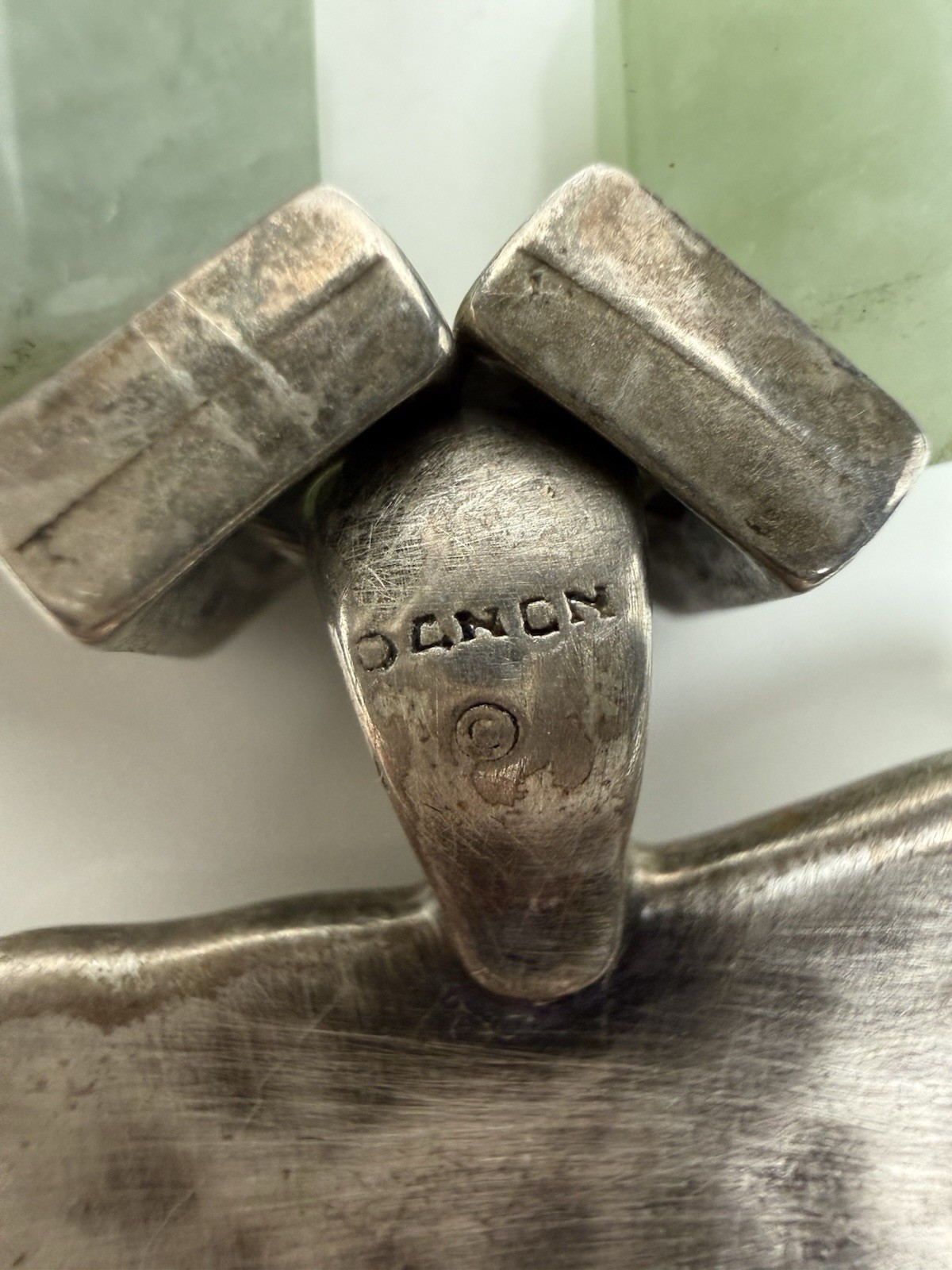 VTG Danon Pewter Pendant Necklace Featuring Brands Iconic Brutalist Handcrafted