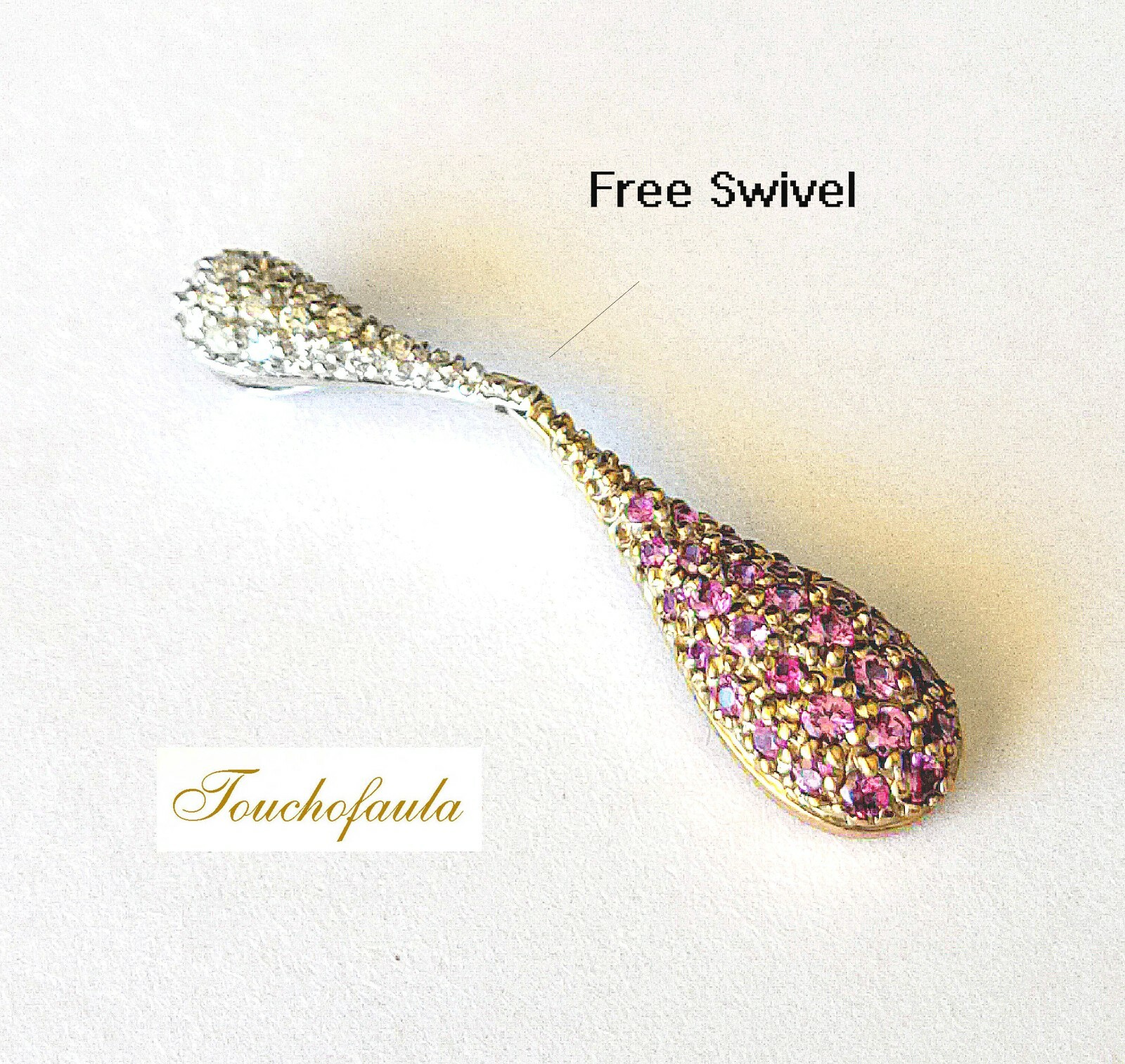 18K TWO TONE GOLD BEAUTIFUL DIAMOND AND PINK SAPPHIRES PENDANT 3.2 GRAMS