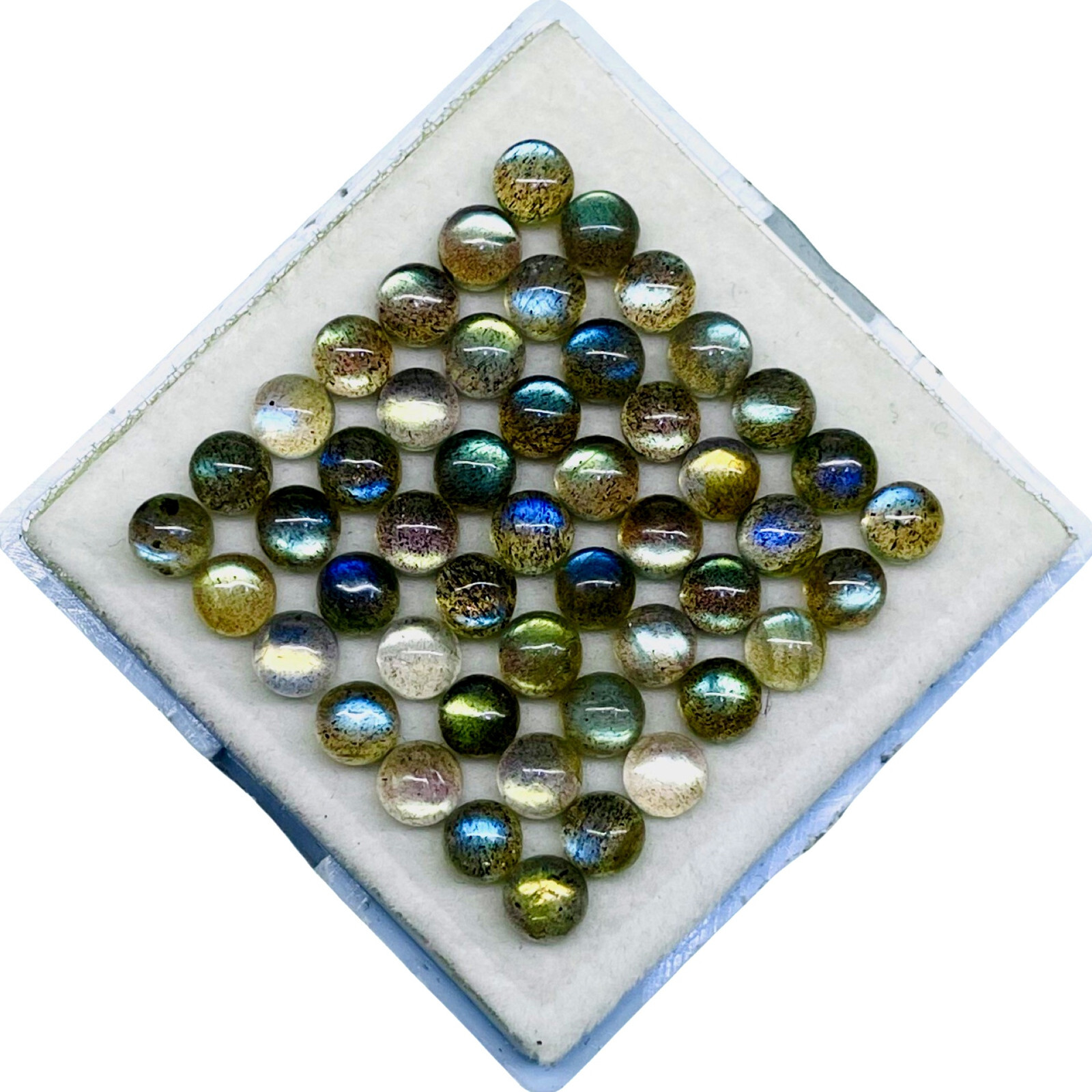 50 Pcs Natural Labradorite 5mm Round Top Quality Loose Cabochon Gemstones Lot
