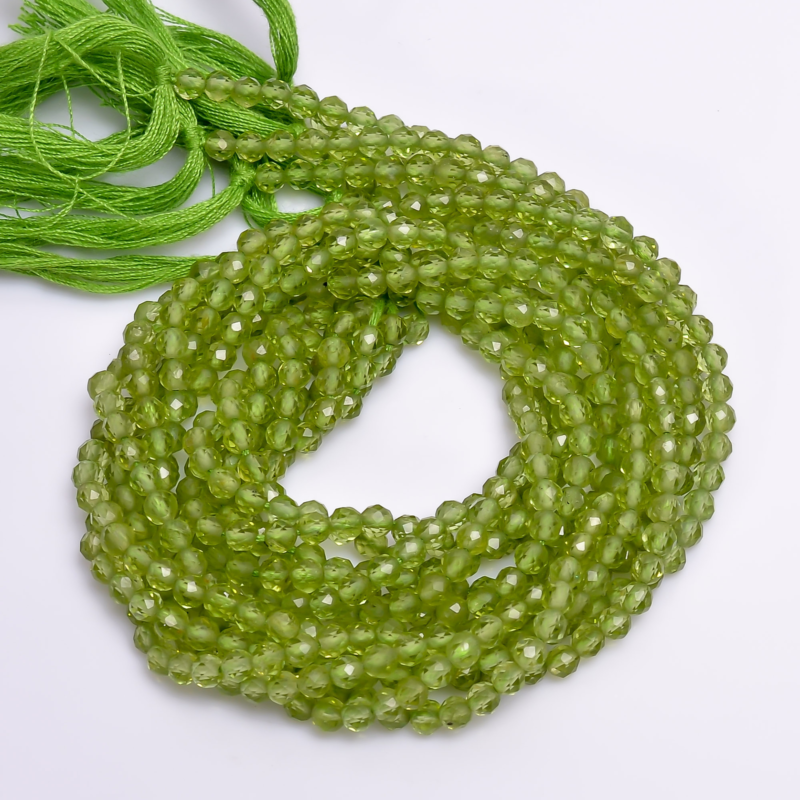 100% Natural Peridot Gemstone Round Faceted Beads 3X3 mm Strand 13″ EB-232