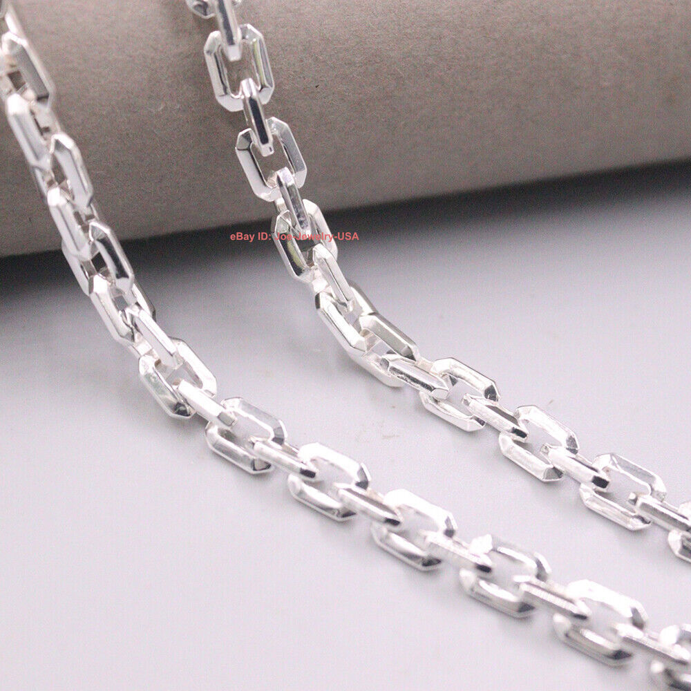 Real S925 Sterling Silver Necklace 6.0mm Cable Link Chain 19.7inch 56-58g