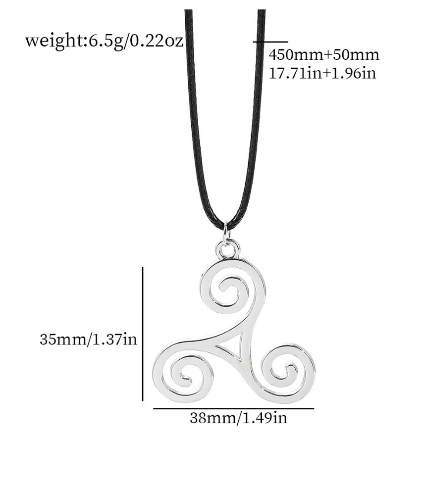 Larger Celtic Triskele Pendant with 45 cm black cord plus 5 cm extender