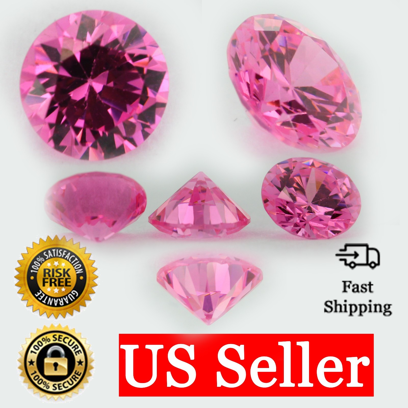 Loose Round Cut Shape Pink Sapphire CZ Stone Single Cubic Zirconia Birthstone