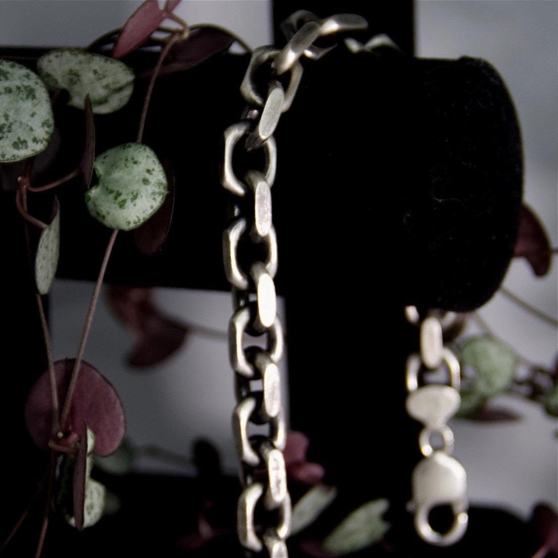 HEAVY VTG Biker Punk Gothic Sterling Silver 40g Italy 925 Anchor Link Bracelet