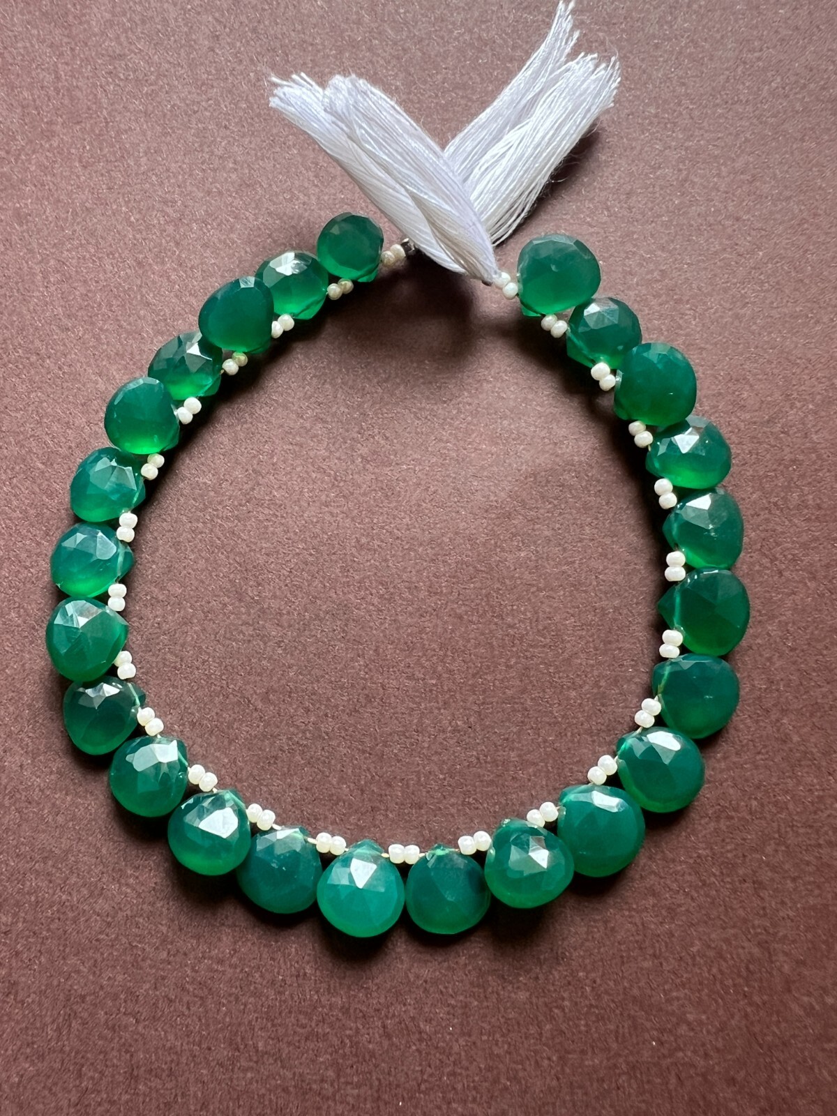 Green onyx Faceted Pear Briolette Beads 1 Strand 8-9mm Teardrop Gemstone