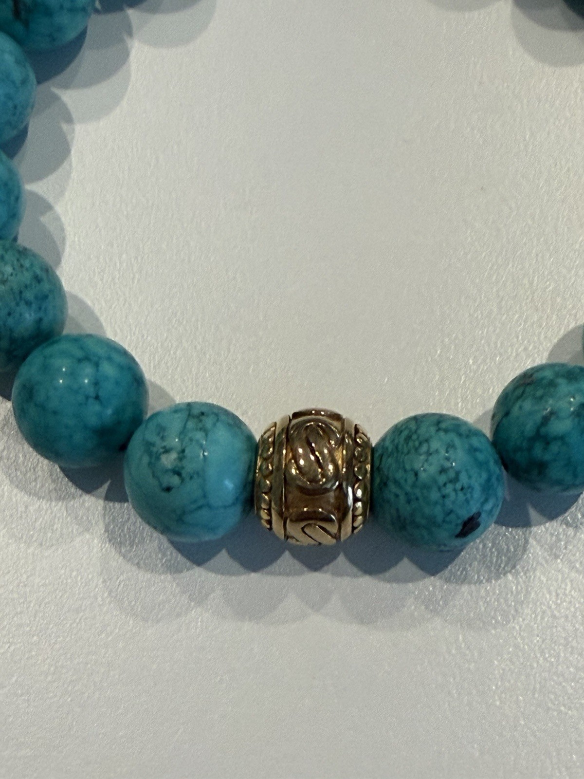 Beautiful Genuine Turquoise Beaded Stretch Bracelet 20 cm / 7.8″ Natural Stones