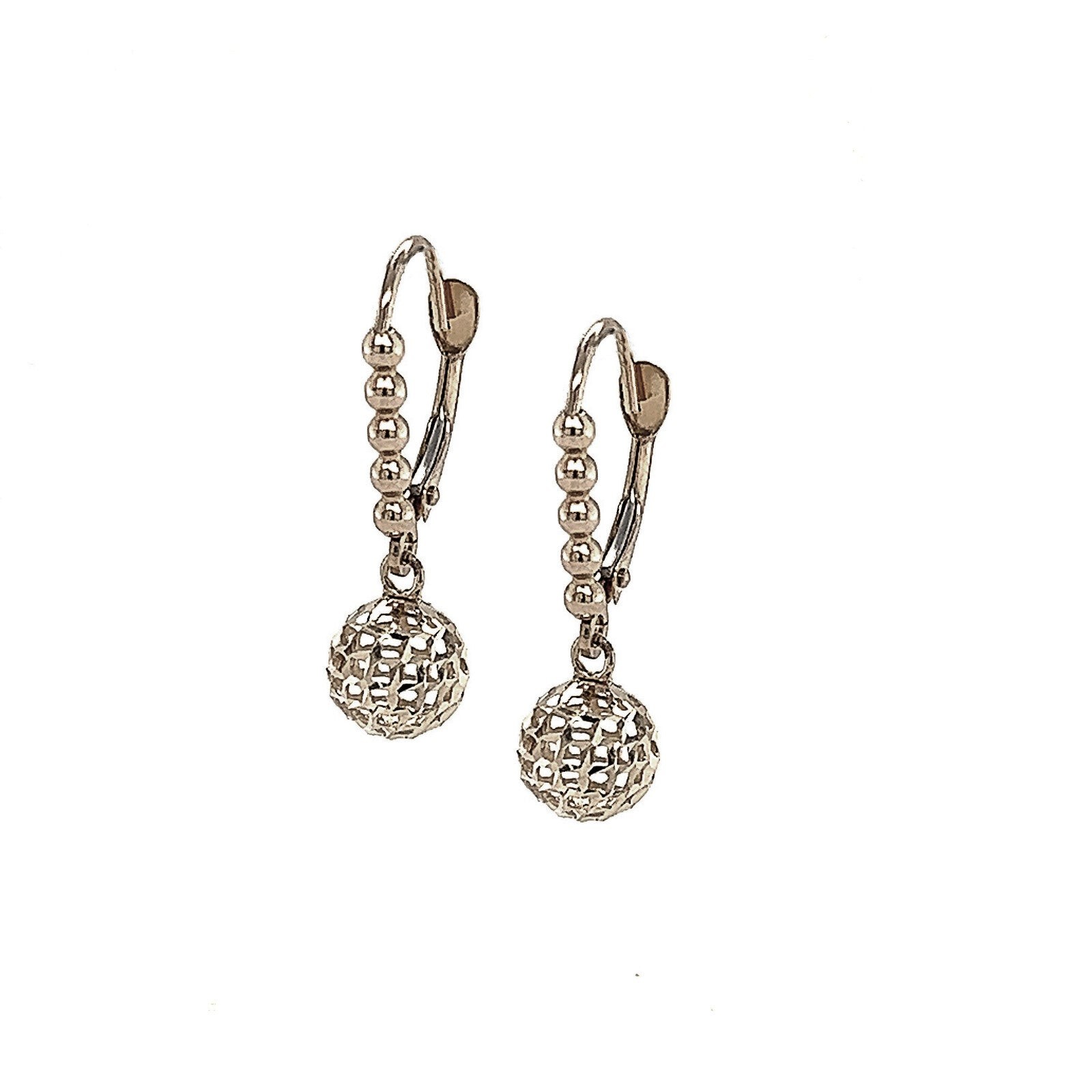 14k Yellow and White Gold Diamond Cut Leverback Earrings