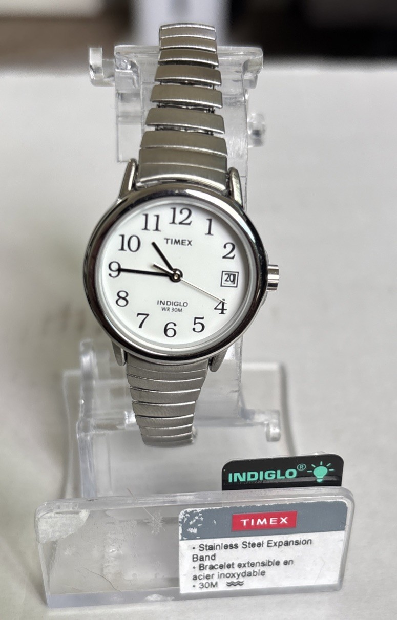 Timex Indigo Watch Women 25mm Case Silver Stretch Band Display(?)