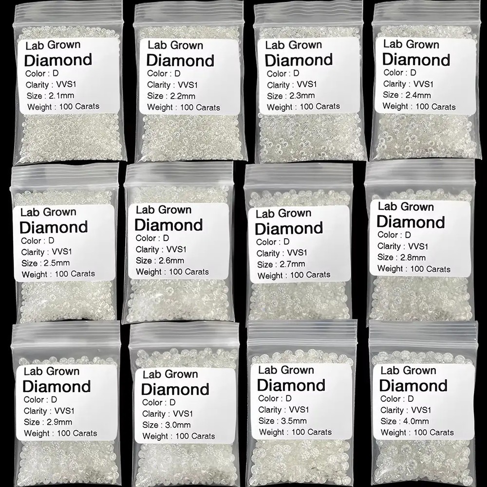 Certified 1.3 mm Round Cut CVD Diamond E Color VVS1 Clarity 10 Pcs Lot