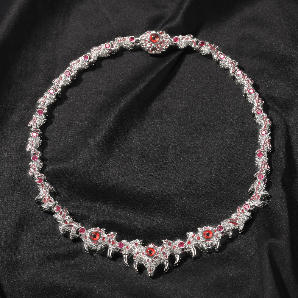 Hip Hop Jewelry Red Eye Bramble Chain Necklace Gold Filled CZ Zircon Accessories