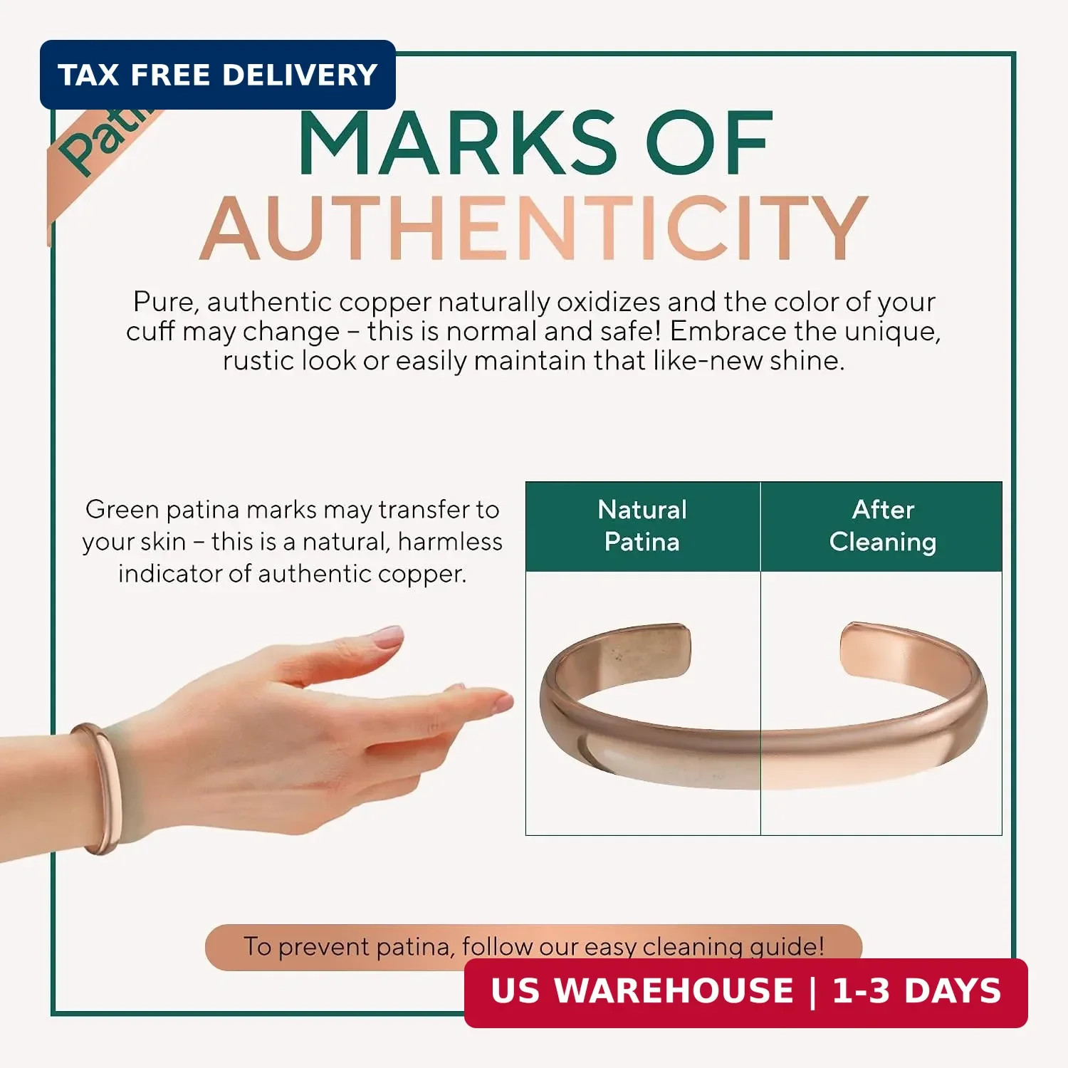 Copper Bracelet for Men & Women — Raw, Solid & Unco — 100% Pure Copper Bracelets