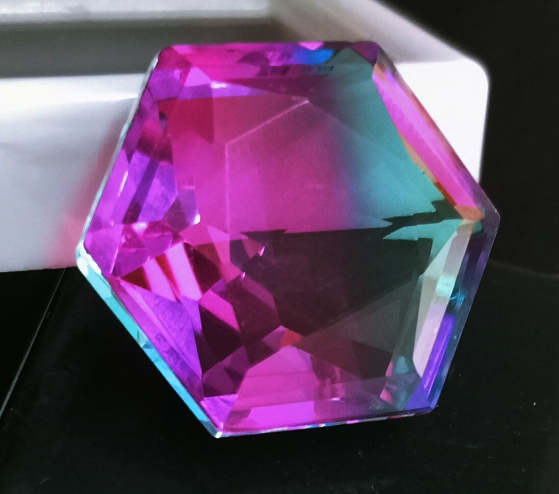 EGL Certified 23.50 Ct Natural Tourmaline Bi-Color Hexagon Fancy Gemstone AAA
